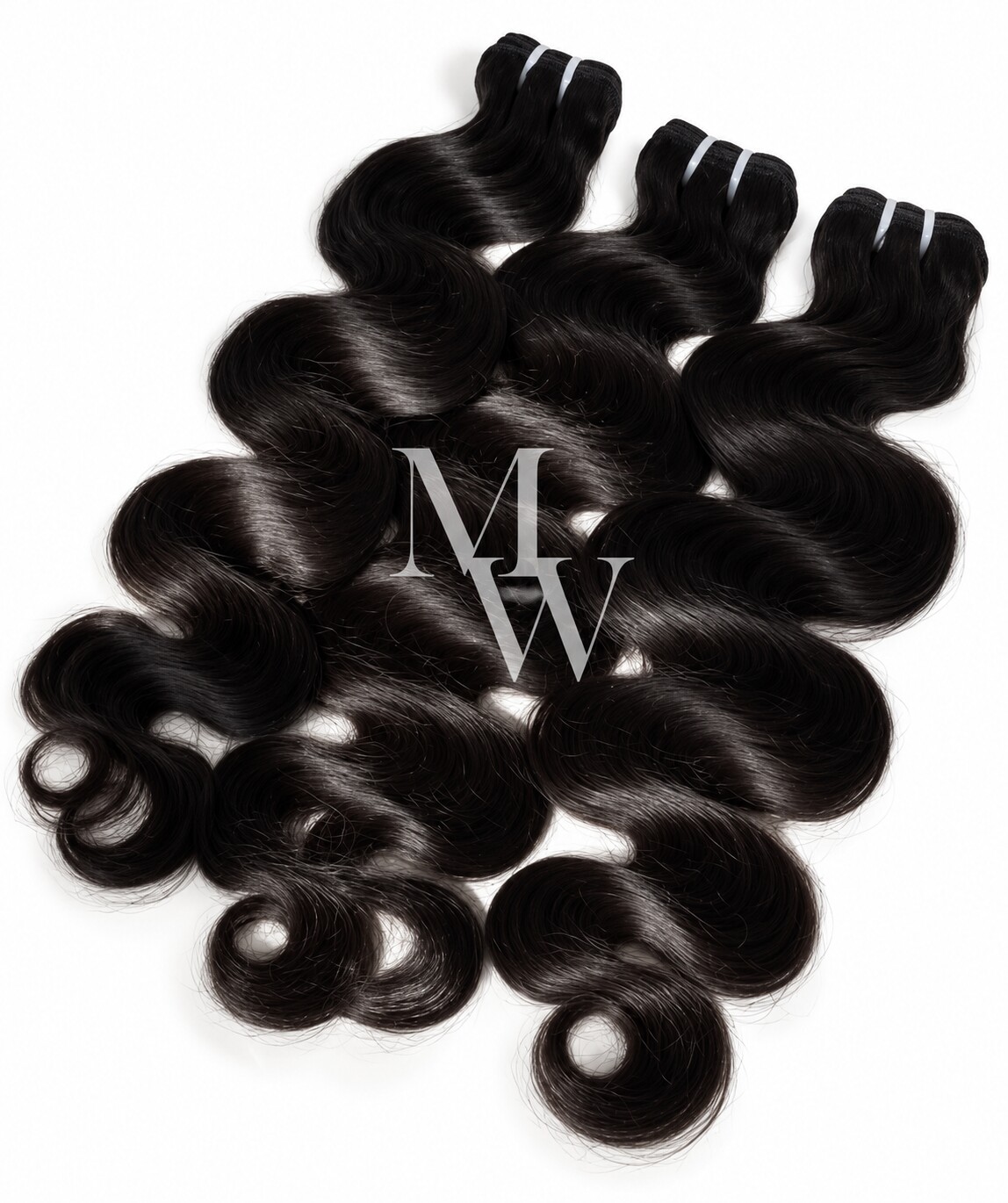 Virgin Body Wave Collection bundles showing soft, flowing wave pattern